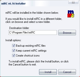 Installation mIRC 6.16